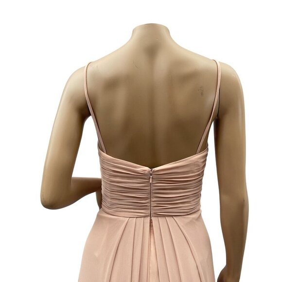 Wtoo By Watters Chiffon Spaghetti Straps Bridesmaids Maxi Dress Blush Pink 10 - Picture 9 of 9